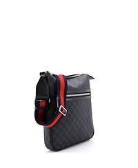 Pre-Owned Gucci Medium Web Strap Front Zip Messenger Bag Gg Coated Canvas