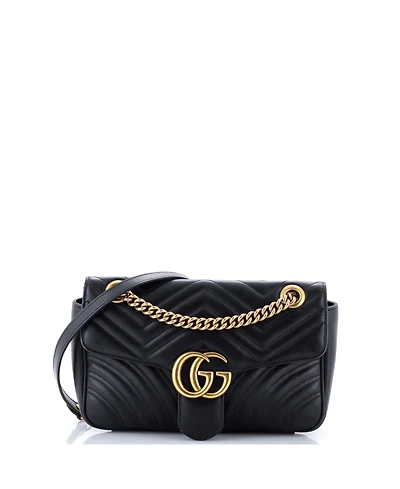 Pre-Owned Gucci Small Gg Marmont Flap Bag Matelasse Leather