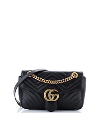 Pre-Owned Gucci Small Gg Marmont Flap Bag Matelasse Leather
