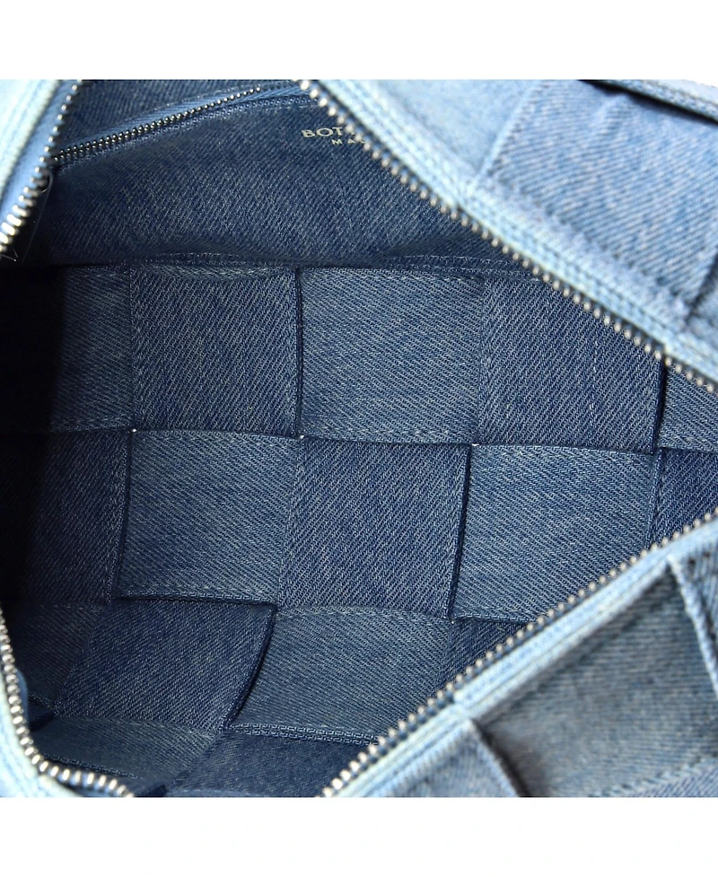 Pre-Owned Bottega Veneta Brick Cassette Shoulder Bag Maxi Intrecciato Denim