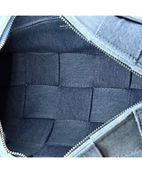 Pre-Owned Bottega Veneta Brick Cassette Shoulder Bag Maxi Intrecciato Denim