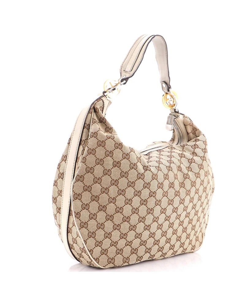 Pre-Owned Gucci Large Twins Hobo Gg Canvas