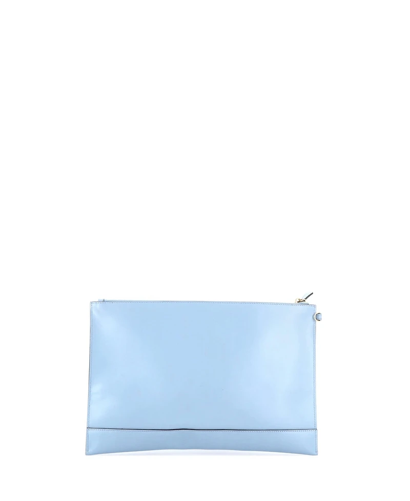 Pre-Owned Fendi Large Logo Flat Wristlet Pouch Embossed Leather