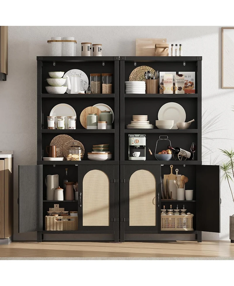 gaomon 70'' farmhouse bookshelf with door, three levels of open storage, floor standing display shelves and bookcase for home organization.