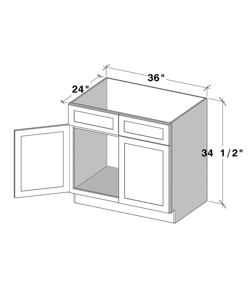 Boyel Living Sink Base Cabinet with Full Overlay Hdf Doors and Dovetail Drawer