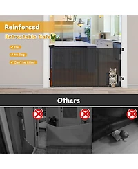 Aronkl Retractable Pet Gate with Cat Door Mesh Dog for Indoor Outdoor Use