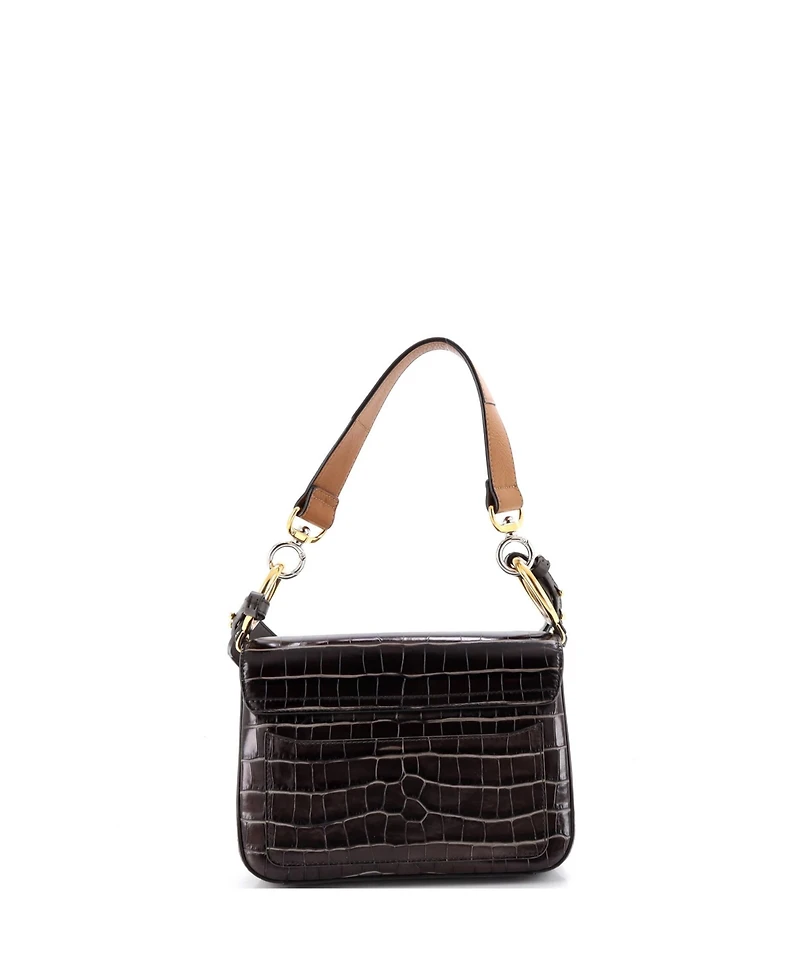 Pre-Owned Chloe Small C Double Carry Bag Embossed Leather