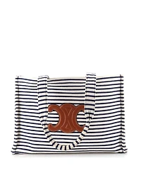Pre-Owned Celine Large Cabas Thais Tote Triomphe Striped Canvas