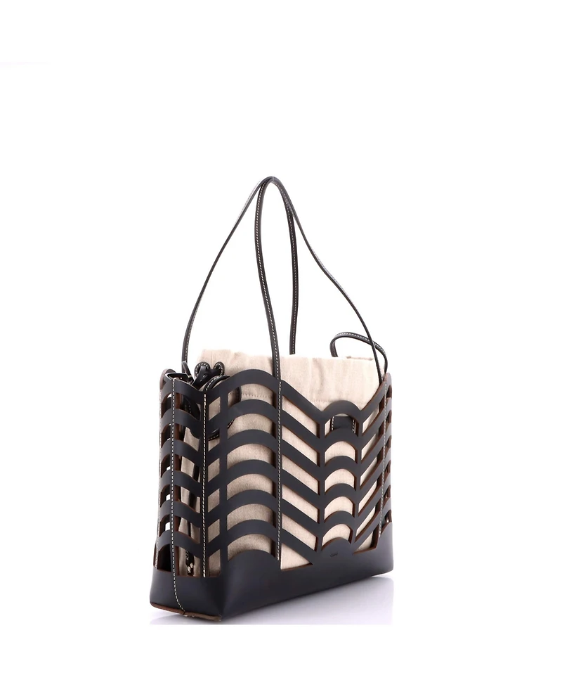 Pre-Owned Chloe Small Kayan Tote Laser Cut Leather and Canvas