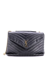 Pre-Owned Saint Laurent Large Loulou Shoulder Bag Matelasse Chevron Leather