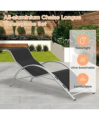 gaomon Outdoor Patio Chaise Lounge Set of Pool Lounge Chairs with Arm & Side Table, Beach Sunbathing Lawn Aluminum Chairs