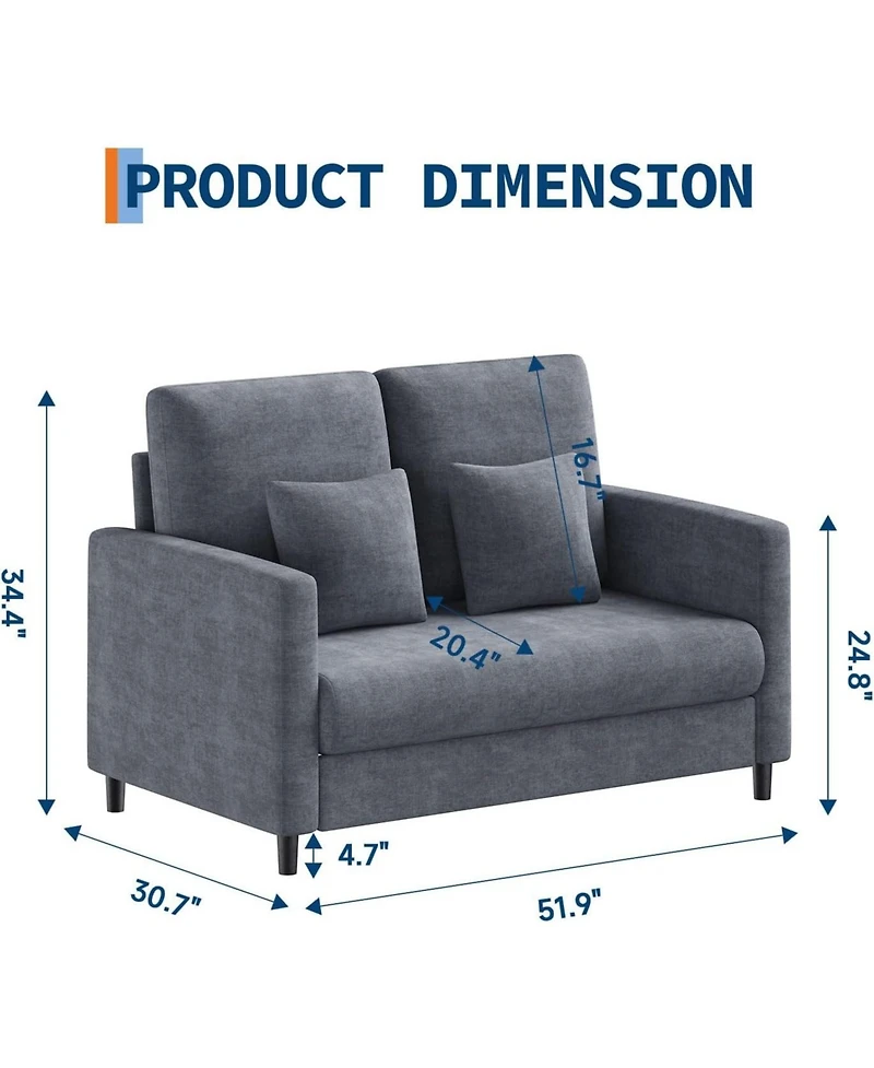gaomon Loveseat Sofa Love Seat for Small Spaces, Mid Century Accent Chair, Solid Wood Frame, Tool-Free Assembly, Comfy Couch