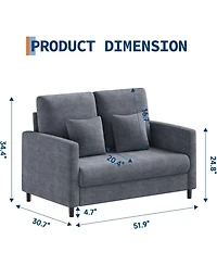 gaomon Loveseat Sofa Love Seat for Small Spaces, Mid Century Accent Chair, Solid Wood Frame, Tool-Free Assembly, Comfy Couch