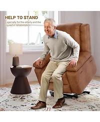 gaomon Pu Leather Power Lift Recliner Chair with Massage and Heat, Adjustable Furniture for Back, Legs w/ 3 Positions, Usb Port, Side Pocket