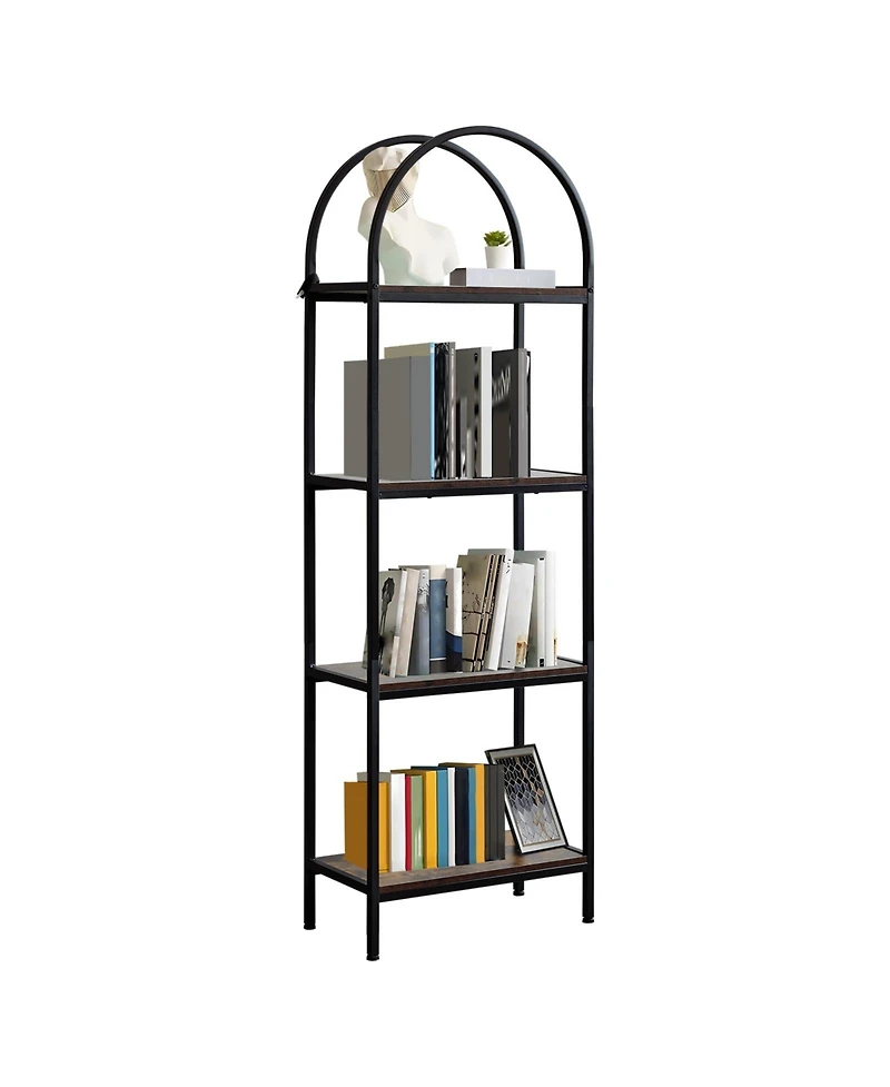 gaomon -Tier Modern Arched Bookshelf with Metal Frame