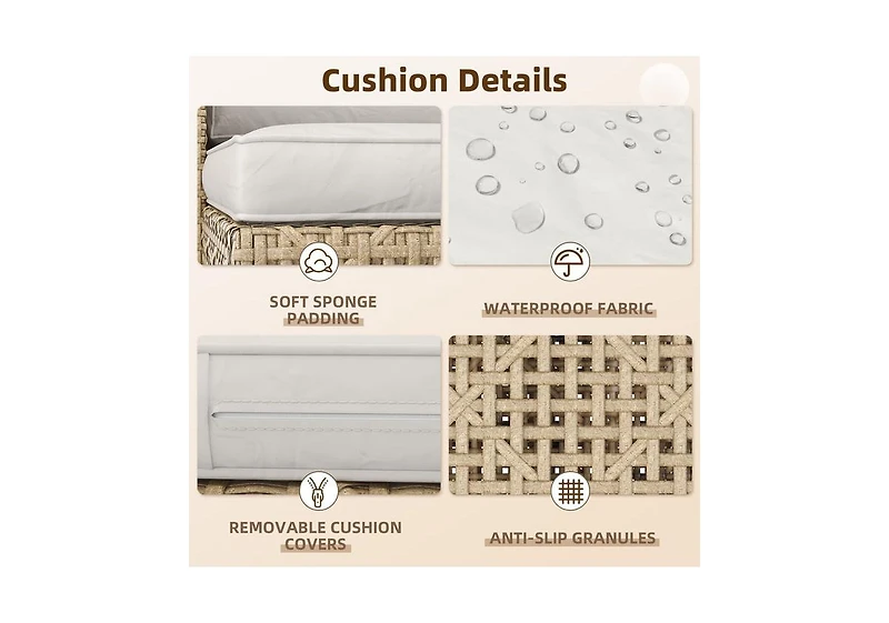 Aecojoy Outdoor Patio Furniture Set, 3 Pieces All Weather Wicker Rattan Sectional Sofa