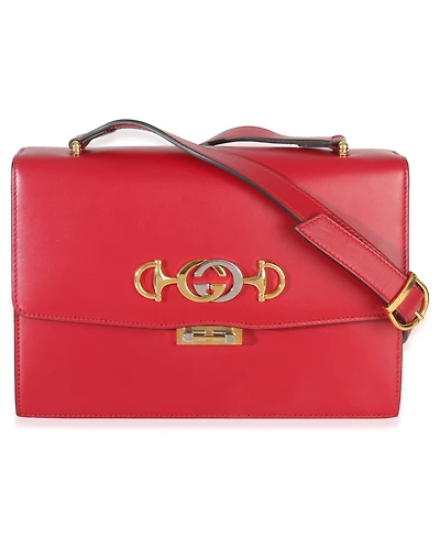 Pre-Owned Gucci Red Smooth Calfskin Small Zumi Shoulder Flap Bag