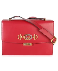 Pre-Owned Gucci Red Smooth Calfskin Small Zumi Shoulder Flap Bag