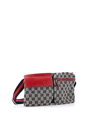 Pre-Owned Gucci Vintage Double Belt Bag Gg Canvas with Leather