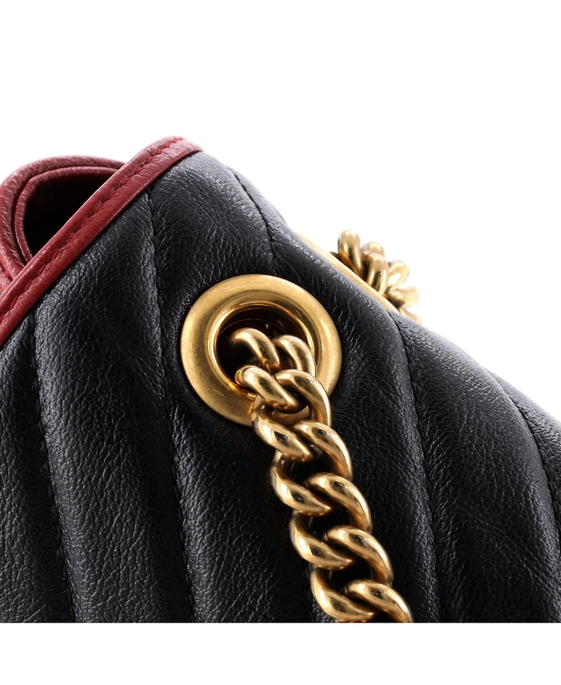 Pre-Owned Gucci Small Gg Marmont Flap Bag Diagonal Quilted Leather