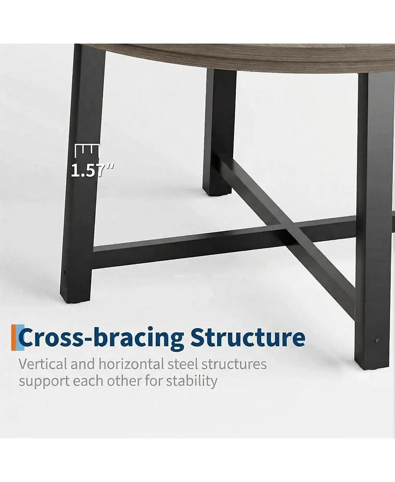 gaomon 47" Round Dining Table for 4, Kitchen Dining Room Table with Sturdy Metal Frame, Wood Circle Kitchen Table for Space Saving