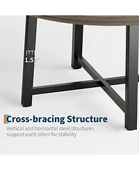 gaomon 47" Round Dining Table for 4, Kitchen Dining Room Table with Sturdy Metal Frame, Wood Circle Kitchen Table for Space Saving