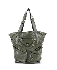 Pre-Owned Prada Tall Triple Front Pocket Tote Leather