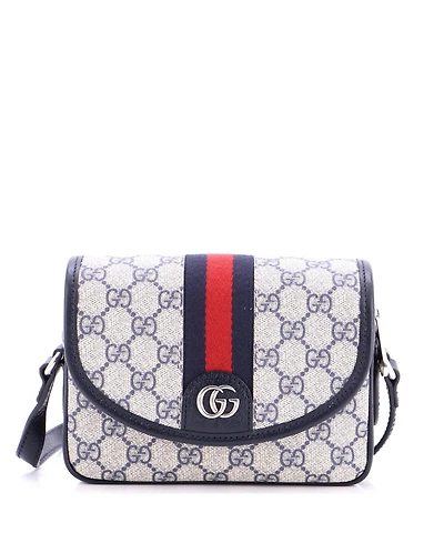 Pre-Owned Gucci Mini Ophidia Flap Shoulder Bag Gg Coated Canvas