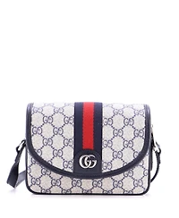 Pre-Owned Gucci Mini Ophidia Flap Shoulder Bag Gg Coated Canvas