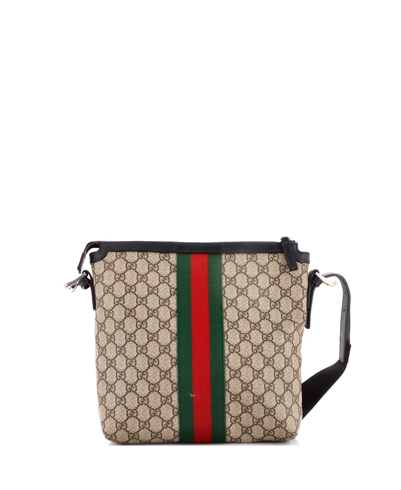 Pre-Owned Gucci Medium Web Messenger Bag Gg Coated Canvas