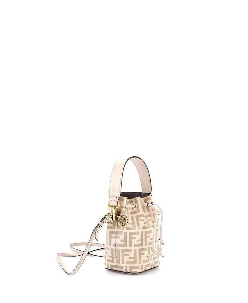 Pre-Owned Fendi Mini Mon Tresor Bucket Bag Zucca Embossed Leather