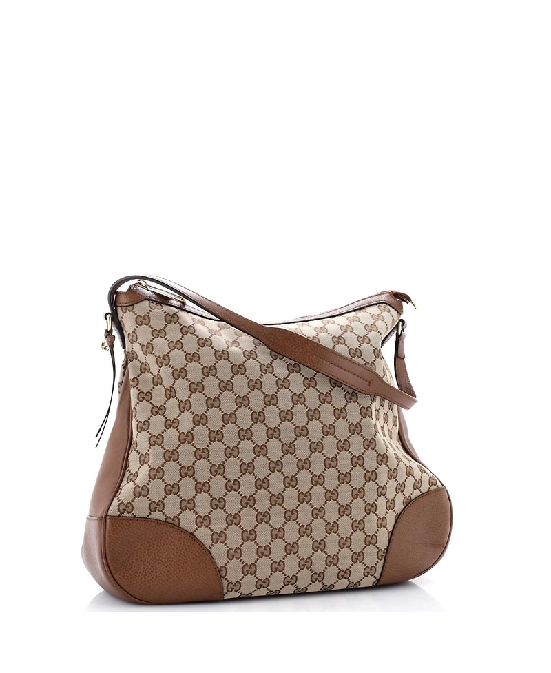 Pre-Owned Gucci Large Bree Hobo Gg Canvas with Leather
