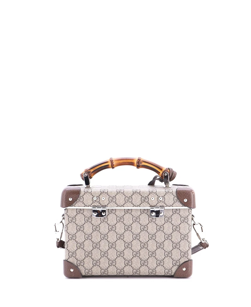 Pre-Owned Gucci Bamboo Globe-Trotter Vanity Case Gg Coated Canvas