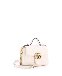 Pre-Owned Gucci Mini Gg Marmont Top Handle Flap Bag Matelasse Leather