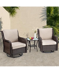 gaomon 3 Pieces Outdoor Wicker Patio Conversation Bistro Set