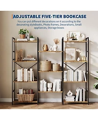 gaomon 54" 4-Tier Adjustable Rustic Industrial Bookcase with 11 Open Shelves for Living Room and Bedroom