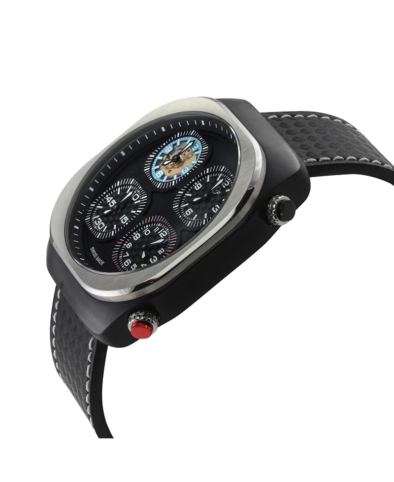 GV2 by Gevril Men's Quattro Swiss Quartz with stitching Italian Leather Strap Watch