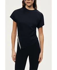 Nocturne Women's Embellished Asymmetric T-Shirt
