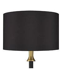 Possini Euro Design Burbank Mid Century Modern Art Deco 70" Tall Floor Lamp with Dimmer Round Riser Brass Drum Shade for Living Room