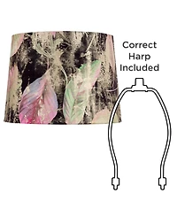 Springcrest 13" Top x 15" Bottom x 11" High x 11" Slant Print Lamp Shade Replacement Drum Leaves Spider Harp Finial