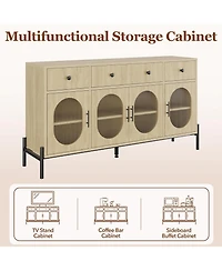 gaomon 62" Modern Sideboard Buffet Cabinet – Large Storage Console Table with Adjustable Shelves and 3 Drawers and 3 Glass Doors for Dining Room