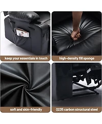 gaomon Pu Leather Recliner: Extra-wide manual recliner with massage, heat, and 1.5× plush arm/back support for ultimate living-room comfort.