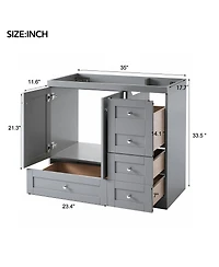 Sillysis 36 Inch Shaker Bathroom Vanity Cabinet, Mdf Storage with Soft Close Drawers and Doors for Small Spaces.