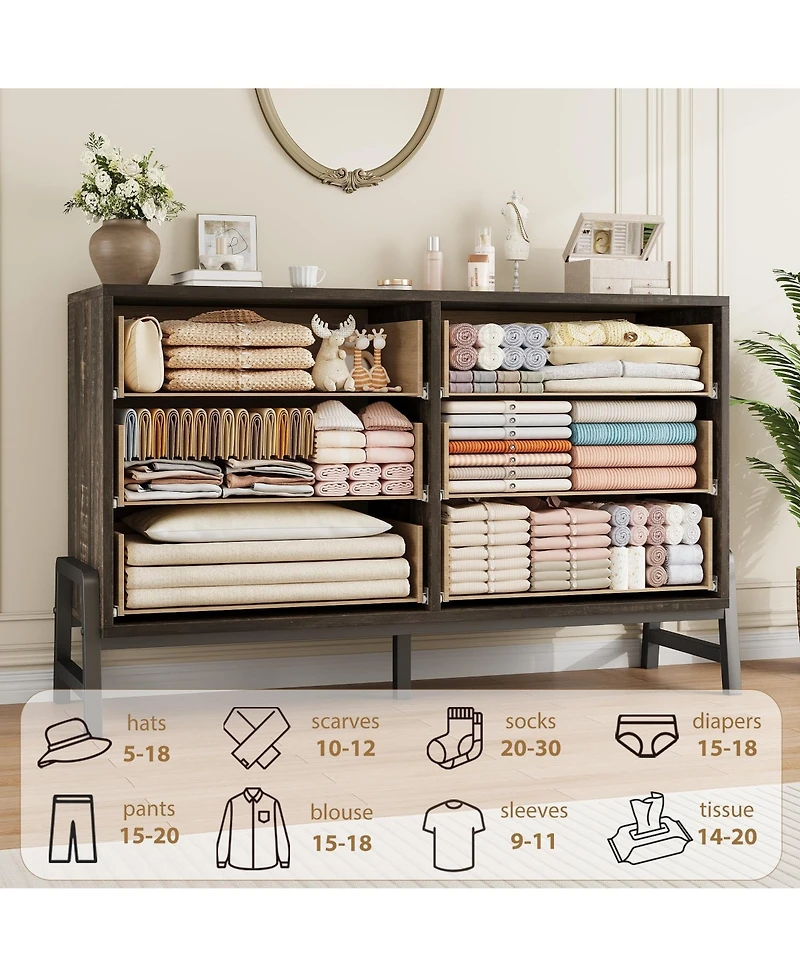gaomon 6 Dresser for Bedroom, 52 inch Wide Drawer with Large Storage Space