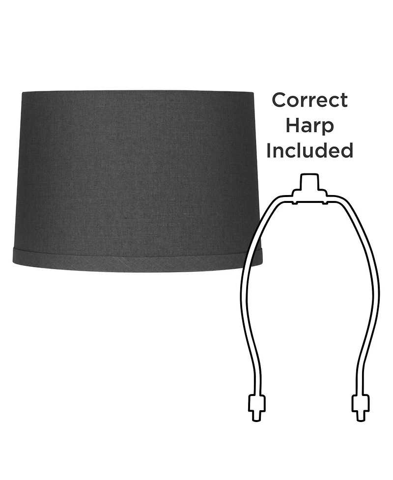 Springcrest Set of 2 Tapered Drum Lamp Medium 15" Top x 16" Bottom x 11" High Spider with Replacement Harp and Finial Fitting