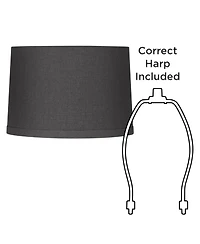Springcrest Set of 2 Tapered Drum Lamp Medium 15" Top x 16" Bottom x 11" High Spider with Replacement Harp and Finial Fitting