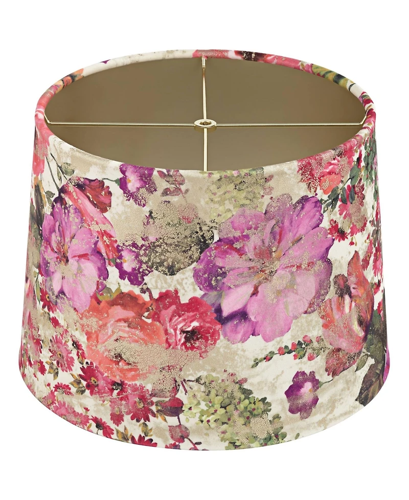 Springcrest 13" Top x 15" Bottom x 11" High x 11" Slant Print Lamp Shade Replacement Drum Velvet Flowers Spider Harp Finial