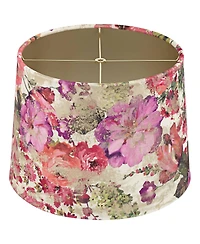 Springcrest 13" Top x 15" Bottom x 11" High x 11" Slant Print Lamp Shade Replacement Drum Velvet Flowers Spider Harp Finial