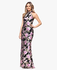 Xscape Women's Halter Neck Printed Gown