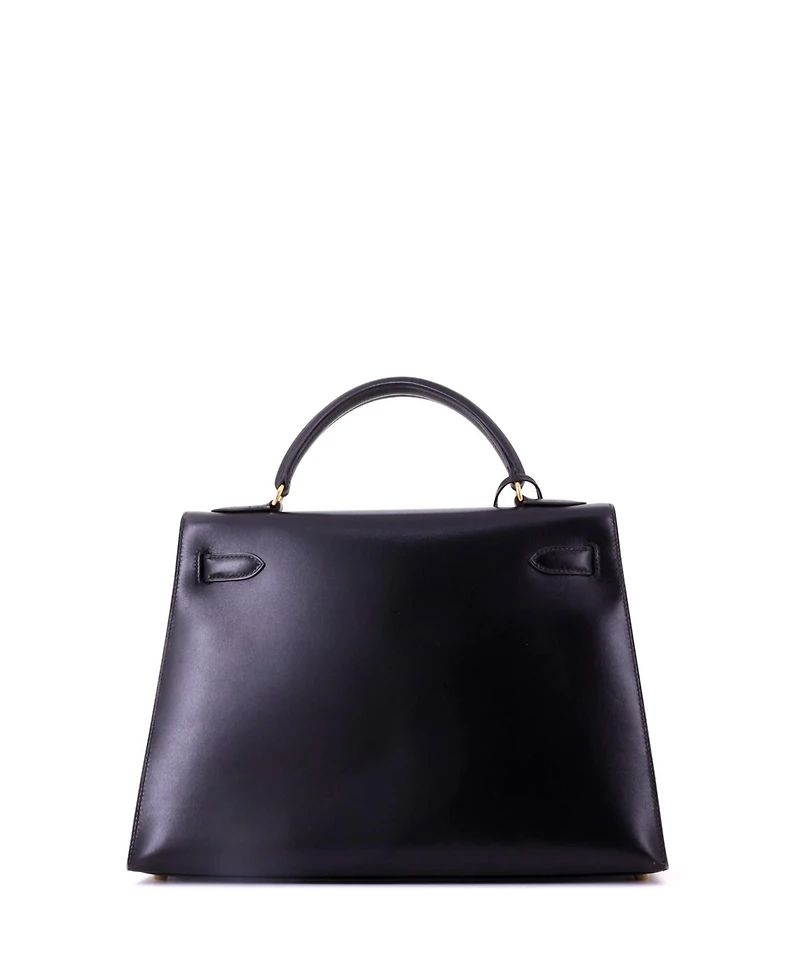 Pre-Owned HERMES Kelly 32 Handbag Black Box Calf with Gold Hardware